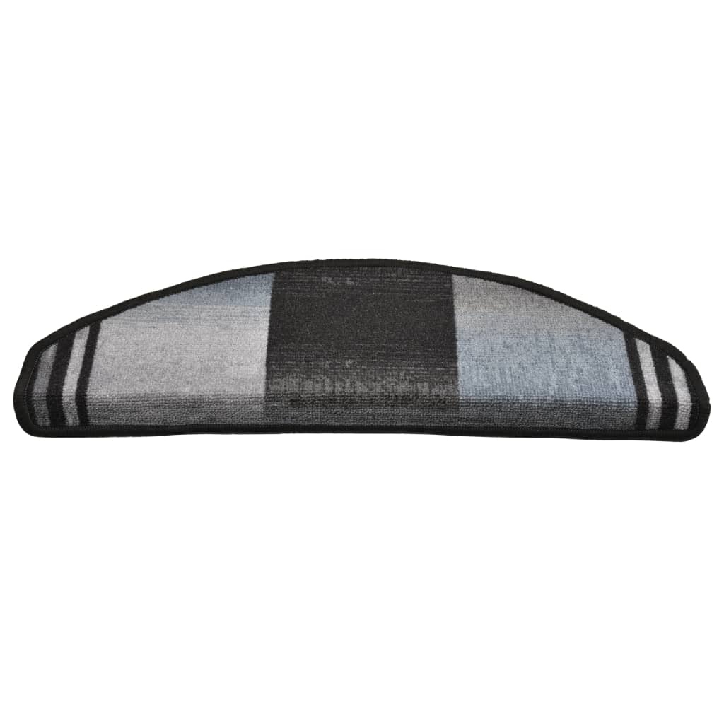 vidaXL Alfombrilla autoadhesiva escalera 15 uds negro gris 65x21x4 cm