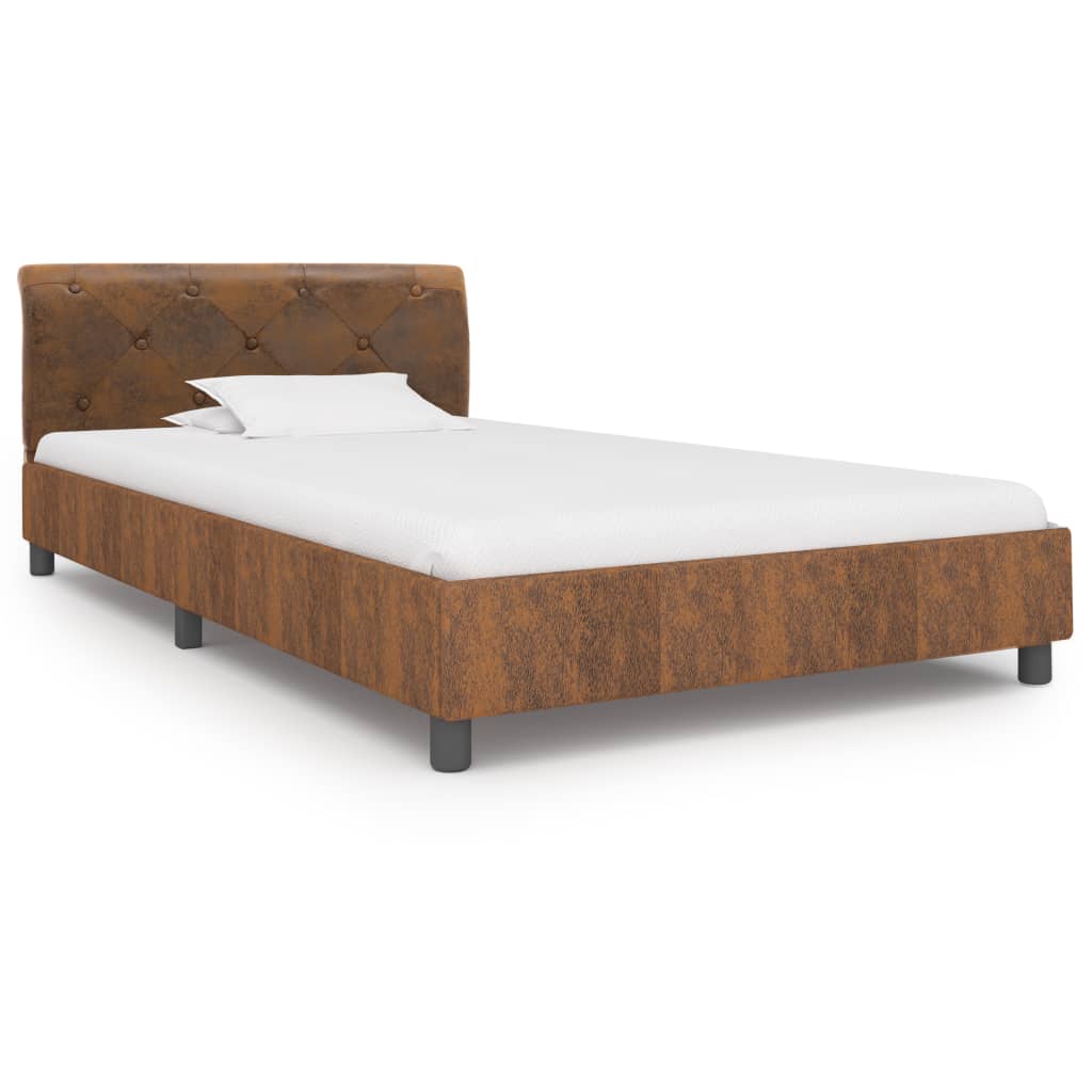 vidaXL Estructura de cama de piel de ante artificial marrón 100x200 cm