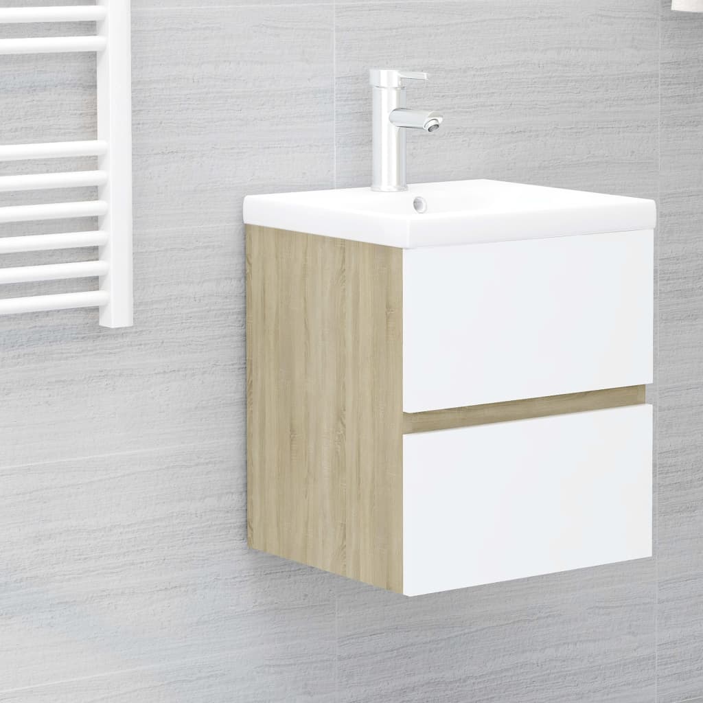 vidaXL Armario para lavabo contrachapada blanco roble 41x38,5x45 cm