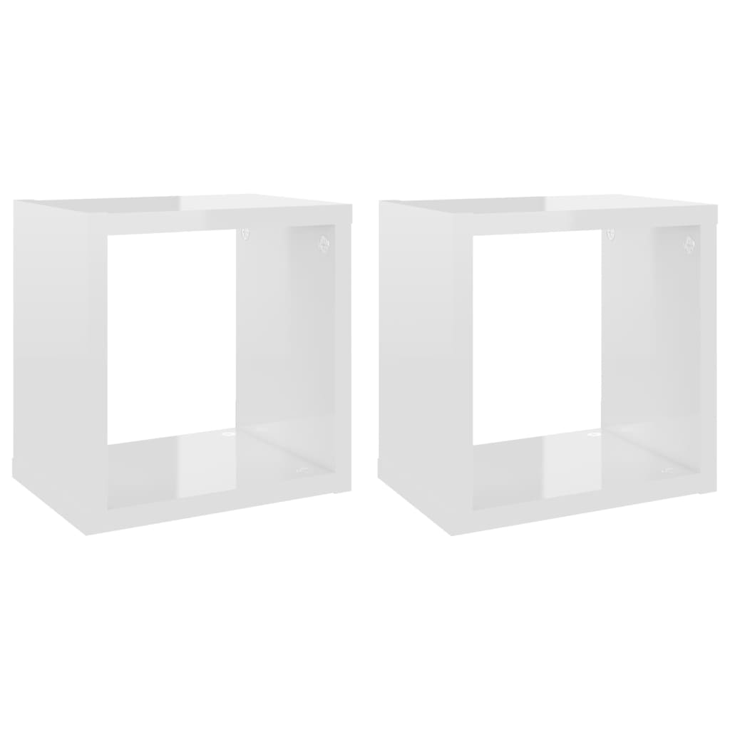 vidaXL Estantes cubos pared 2 uds blanco brillante 22x15x22 cm