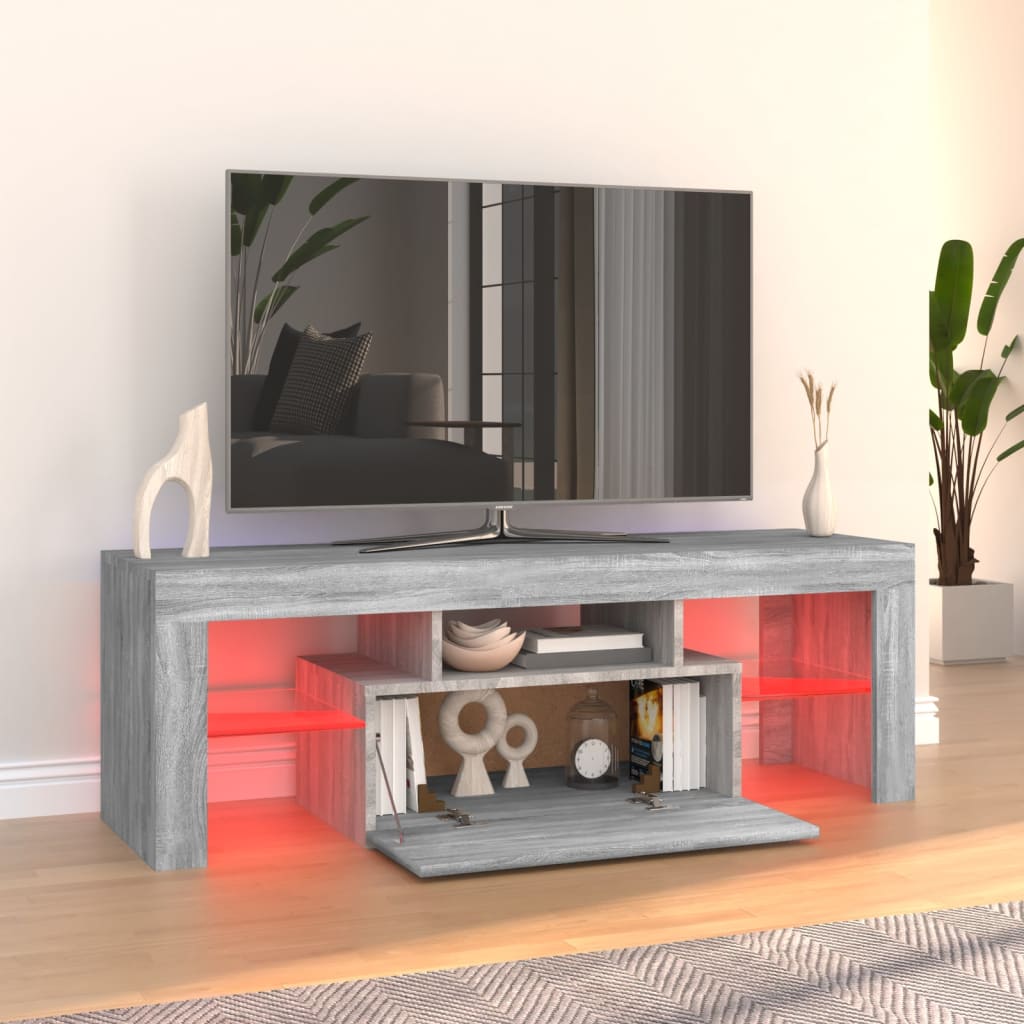 vidaXL Mueble de TV con luces LED gris Sonoma 120x35x40 cm
