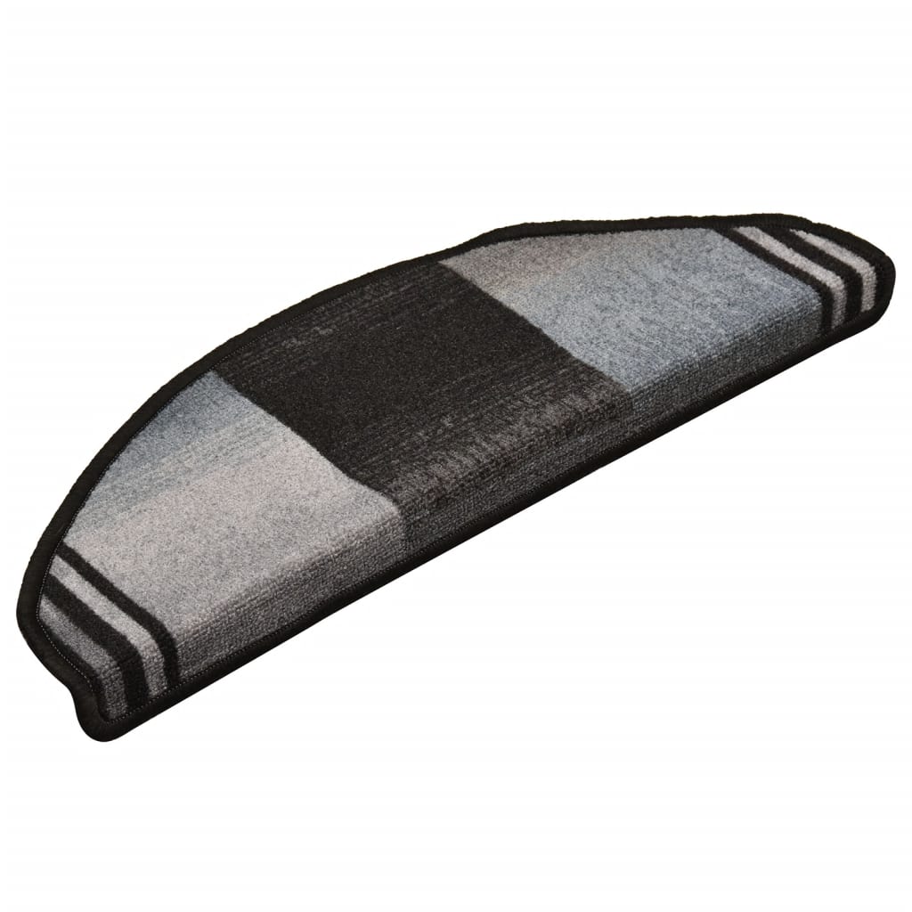 vidaXL Alfombrilla autoadhesiva escalera 15 uds negro gris 65x21x4 cm