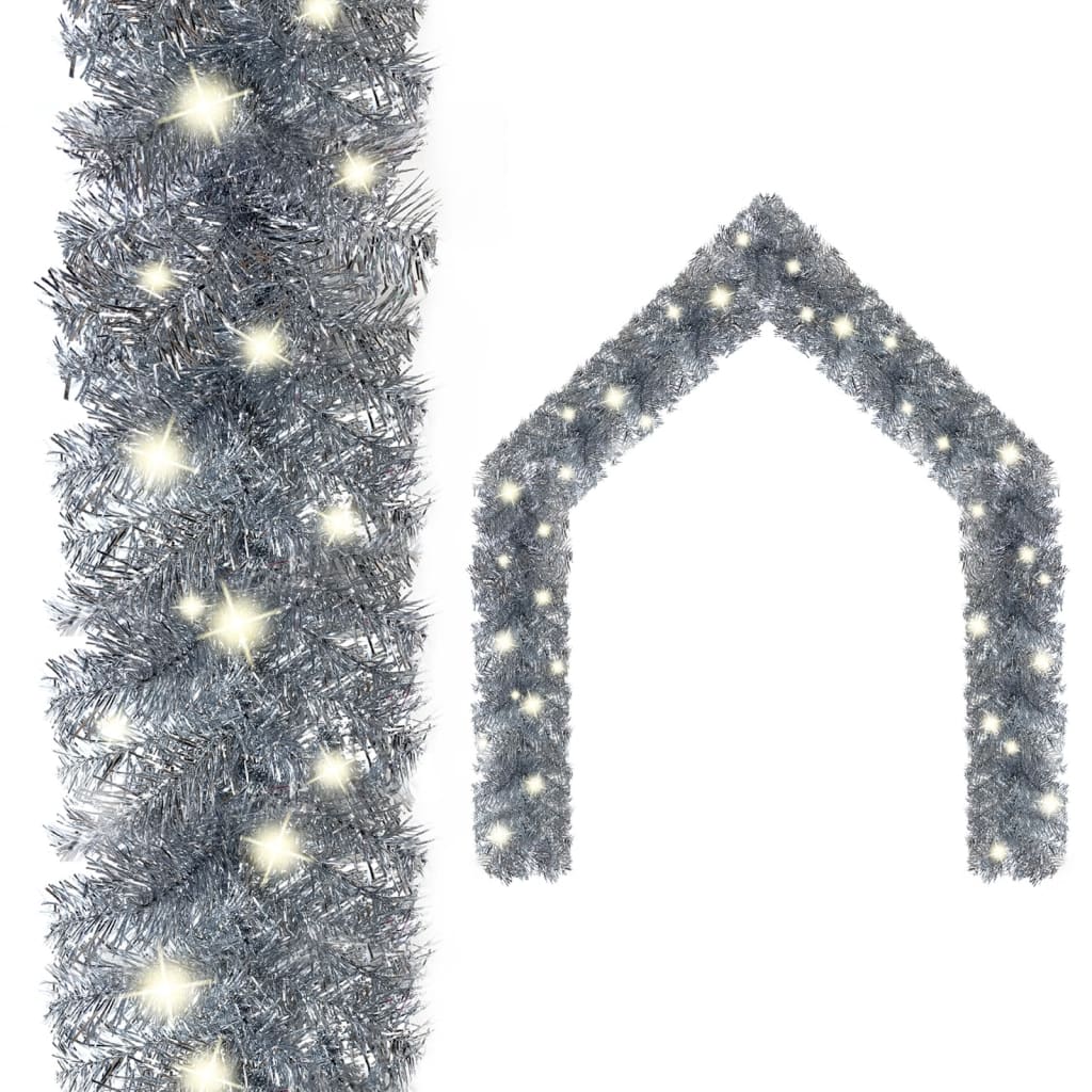 vidaXL Guirnalda de Navidad con luces LED plateado 20 m