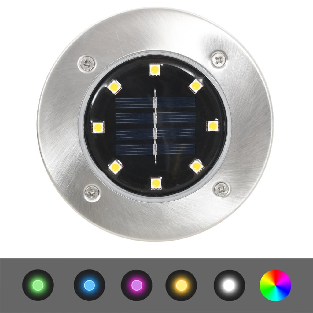 vidaXL Lámparas solares de suelo 8 piezas LED color RGB