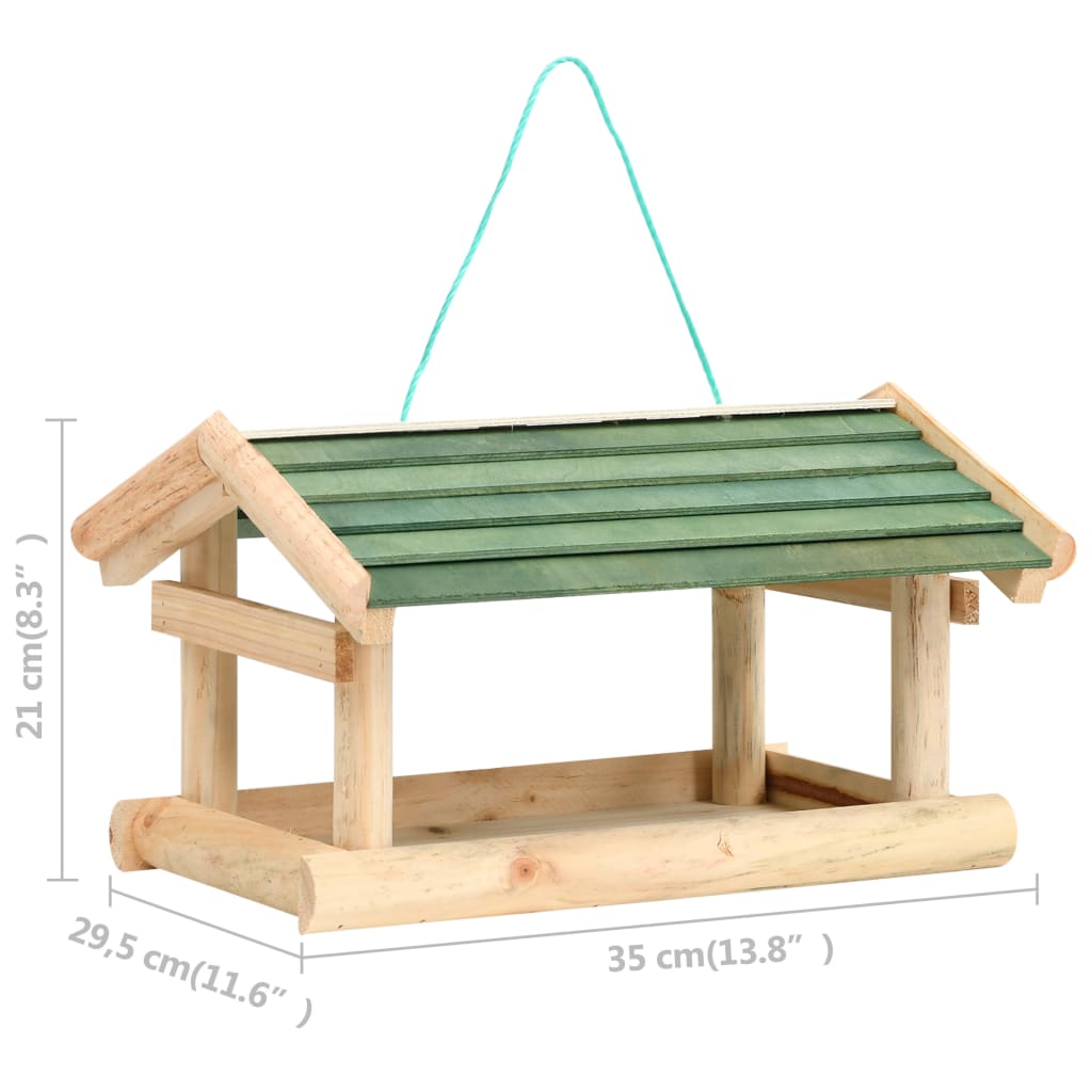 vidaXL Comedero para pájaros madera maciza 35x29,5x21 cm