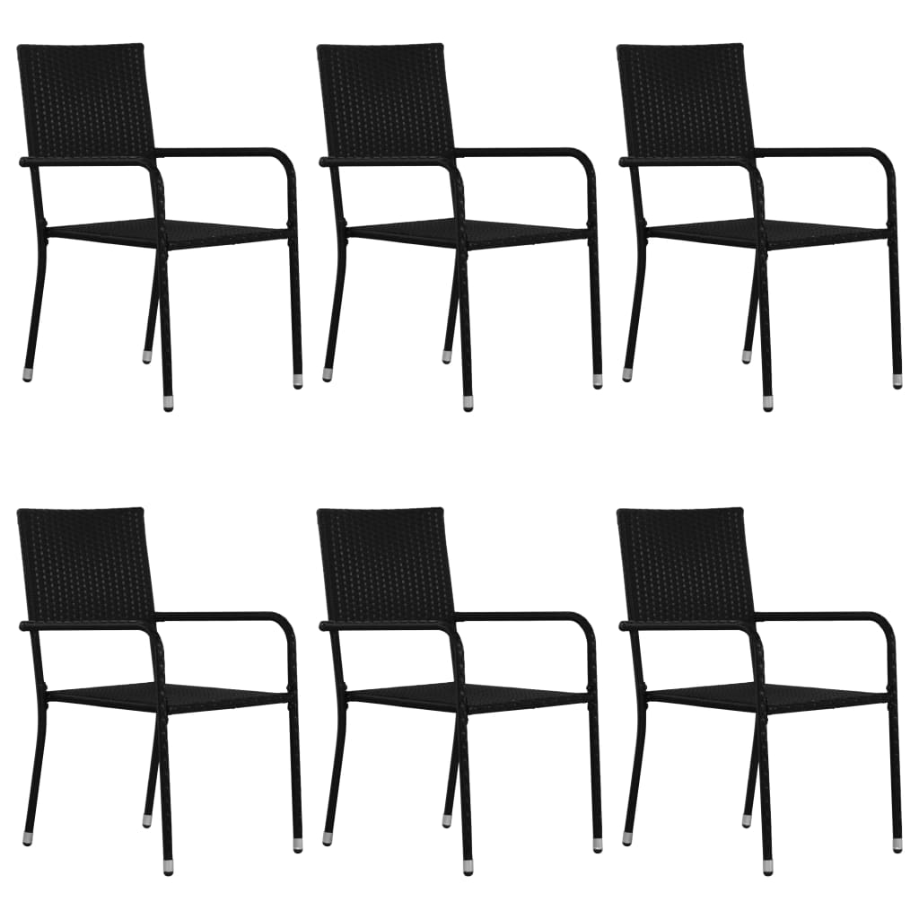 vidaXL Set de muebles de comedor de jardín 7 piezas ratán PE negro