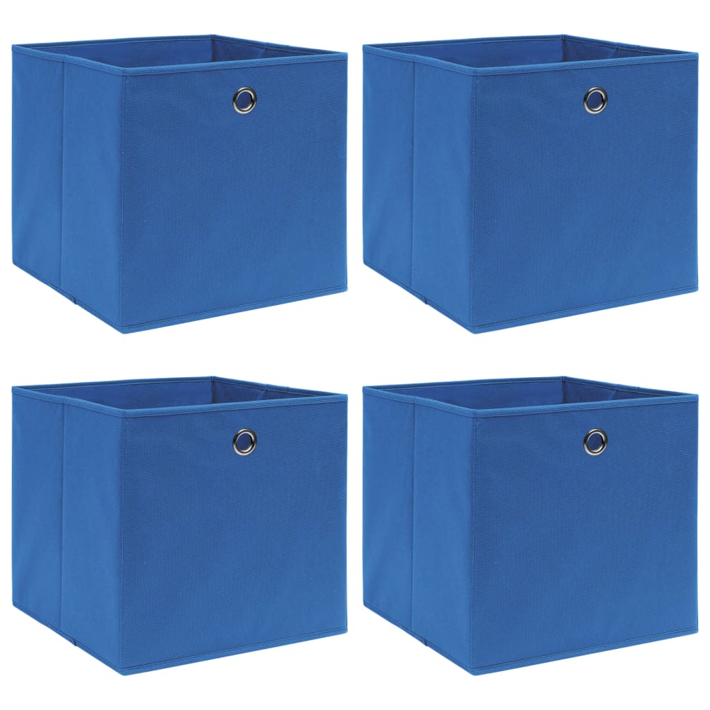 vidaXL Cajas de almacenaje 4 uds tela 32x32x32 cm azul