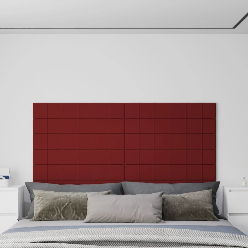 vidaXL Paneles de pared 12 uds tela rojo tinto 90x15 cm 1,62 m²