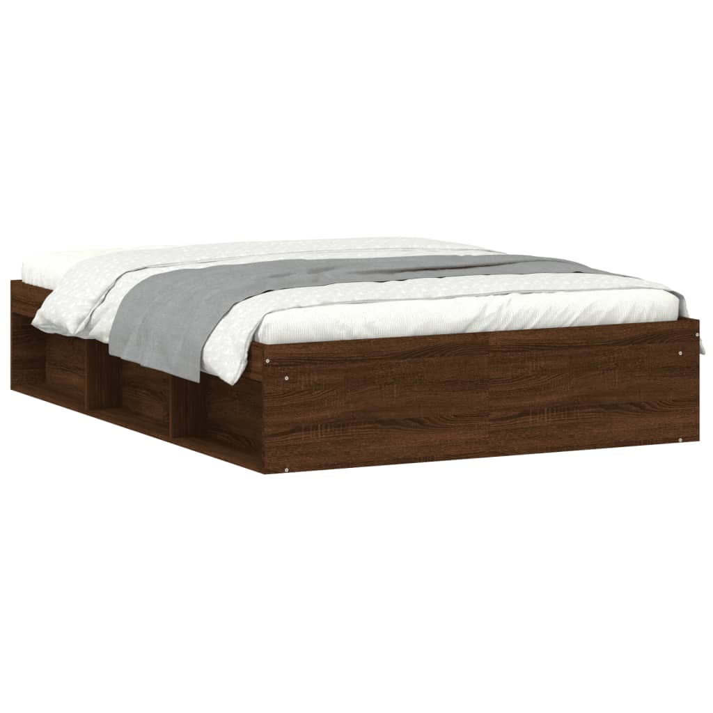 vidaXL Estructura de cama de matrimonio roble marrón 135x190 cm