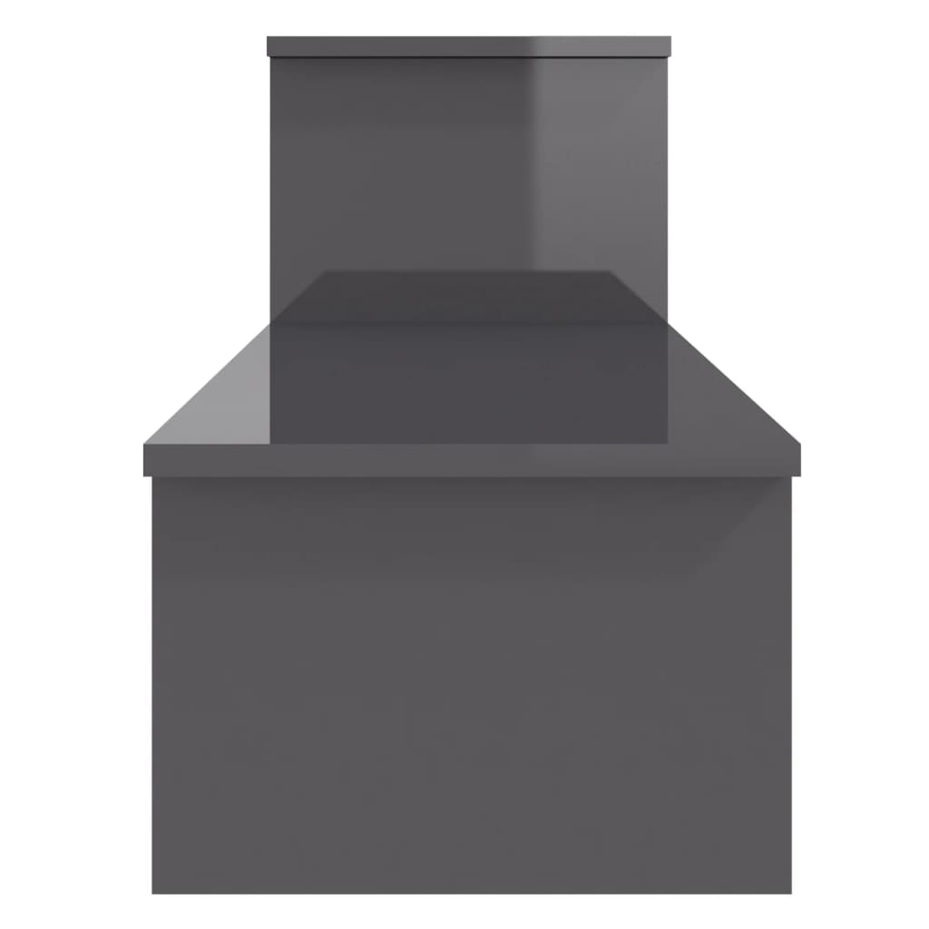 vidaXL Mueble para TV madera contrachapada gris brillante 180x30x43 cm