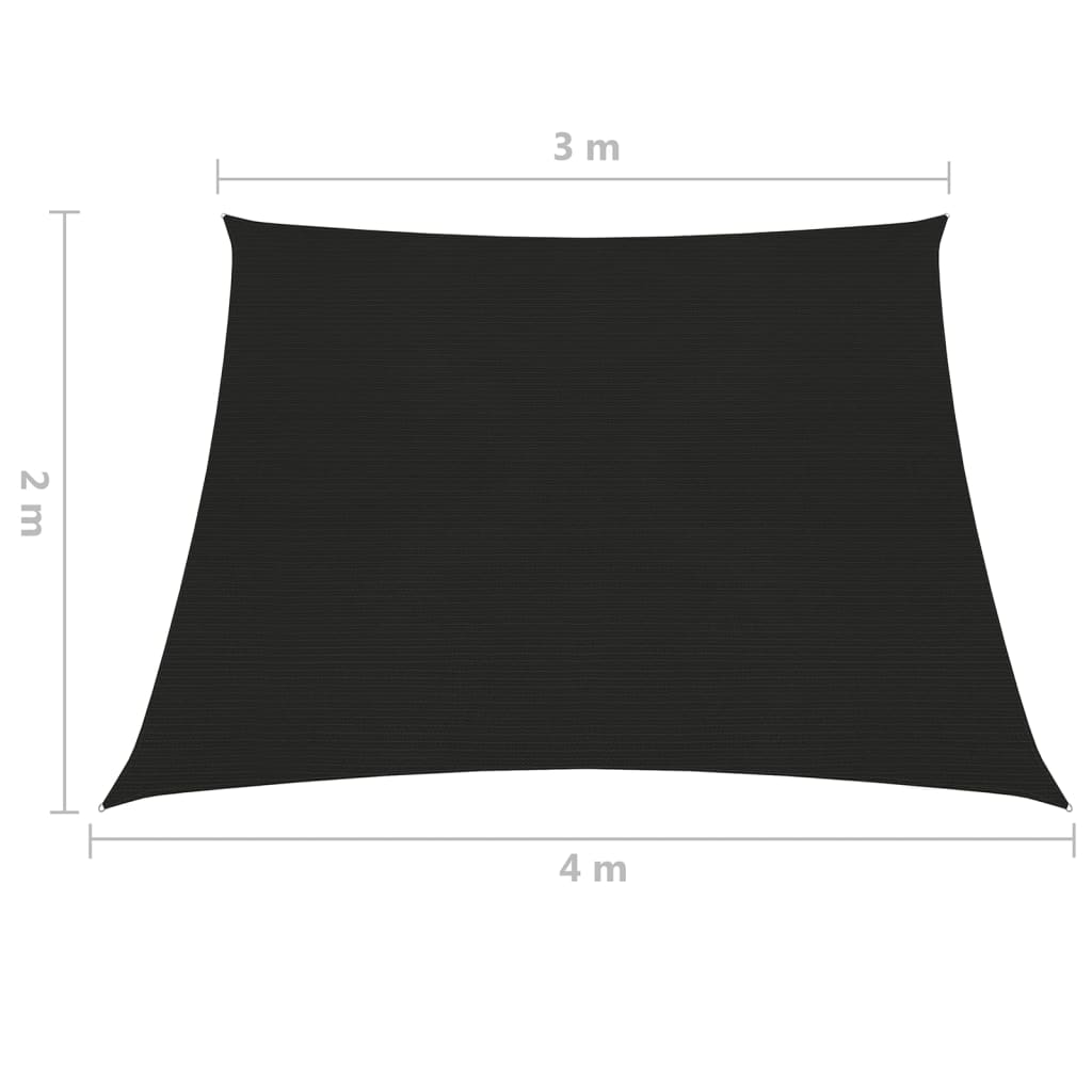vidaXL Toldo de vela HDPE negro 160 g/m² 3/4x2 m