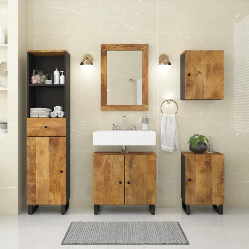 vidaXL Conjunto de muebles de baño 5 piezas madera maciza de mango