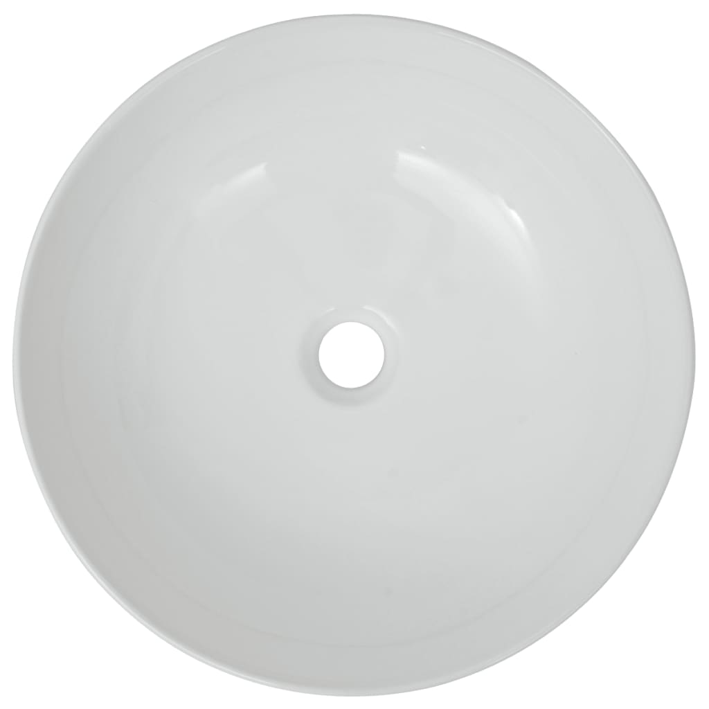 vidaXL Lavabo redondo de cerámica blanco 41,5x13,5 cm