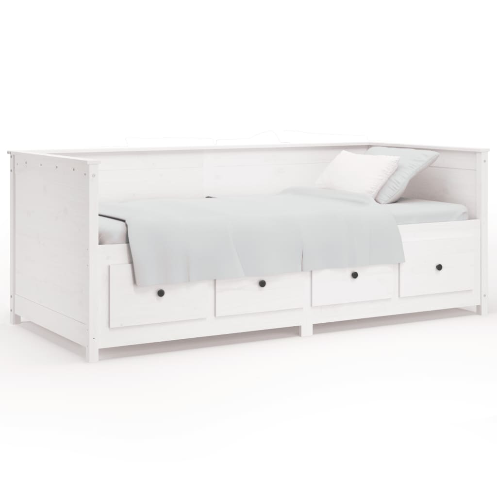 vidaXL Sofá cama de madera maciza de pino blanco 100x200 cm