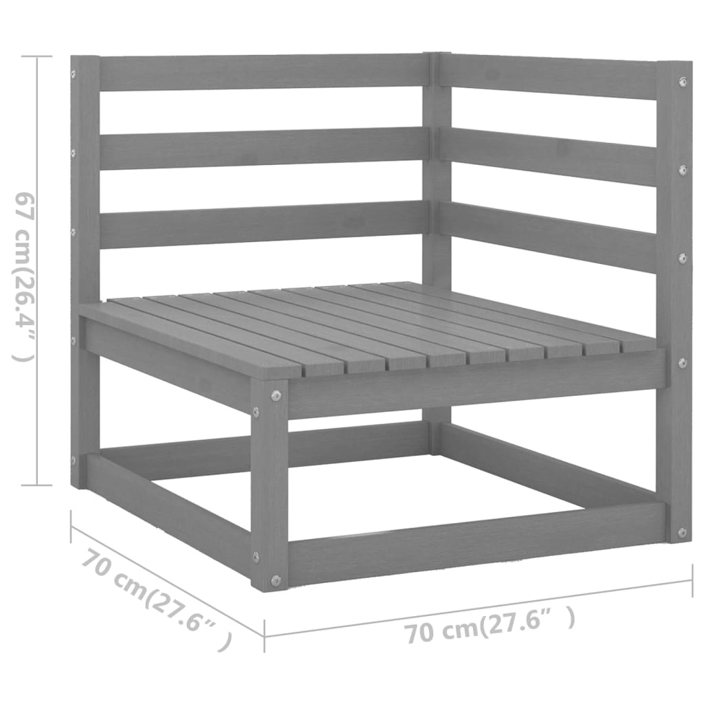 vidaXL Set de muebles de jardín 13 pzas con cojines madera pino gris