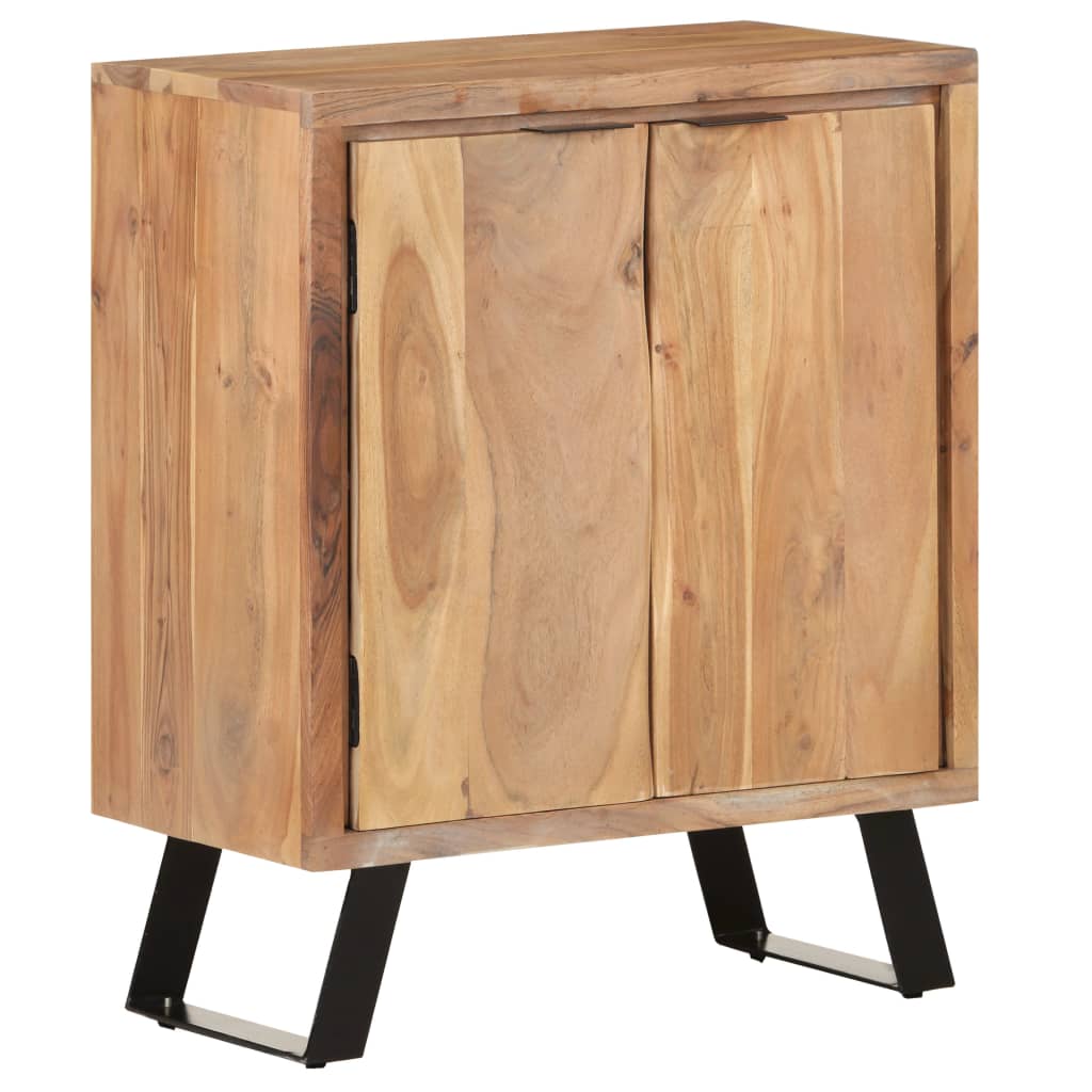 vidaXL Aparador de madera maciza acacia con borde natural 60x36x76 cm