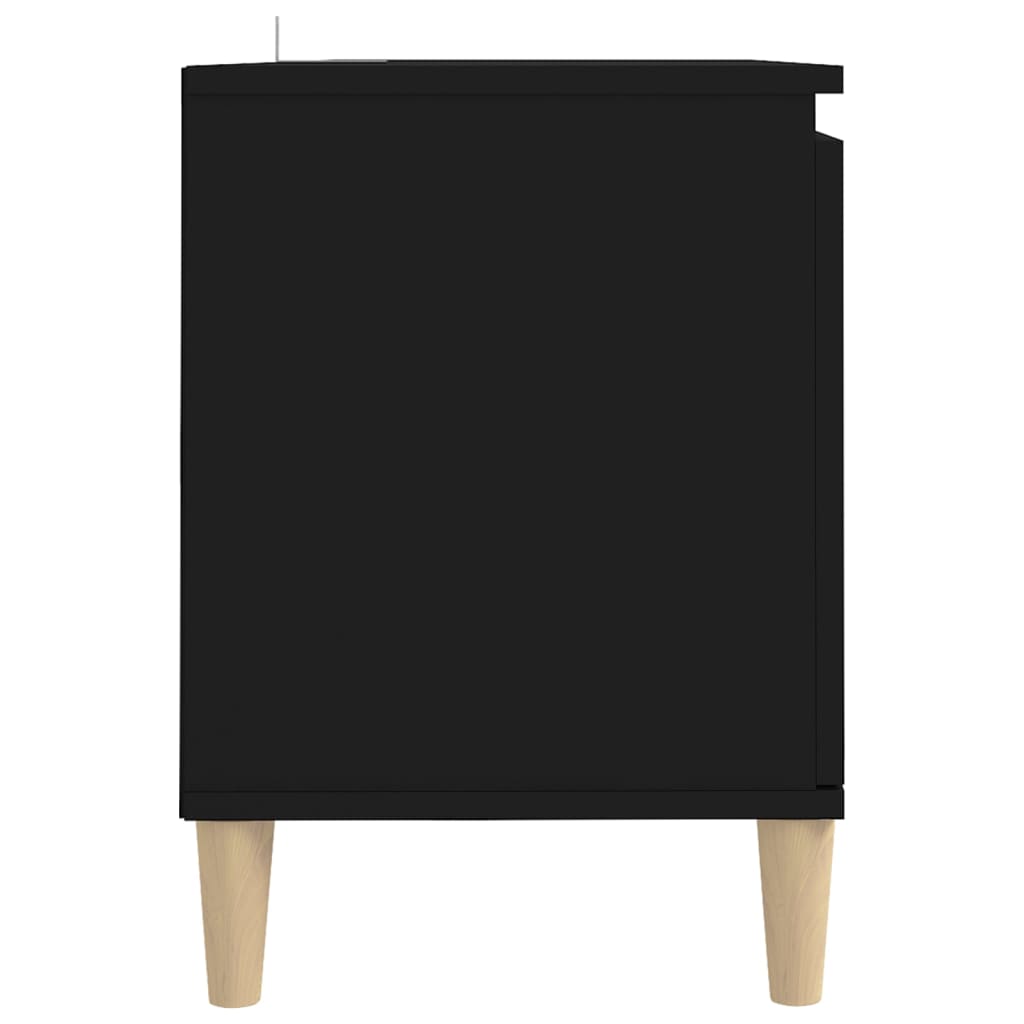 vidaXL Mueble de TV con patas de madera maciza negro 103,5x35x50 cm