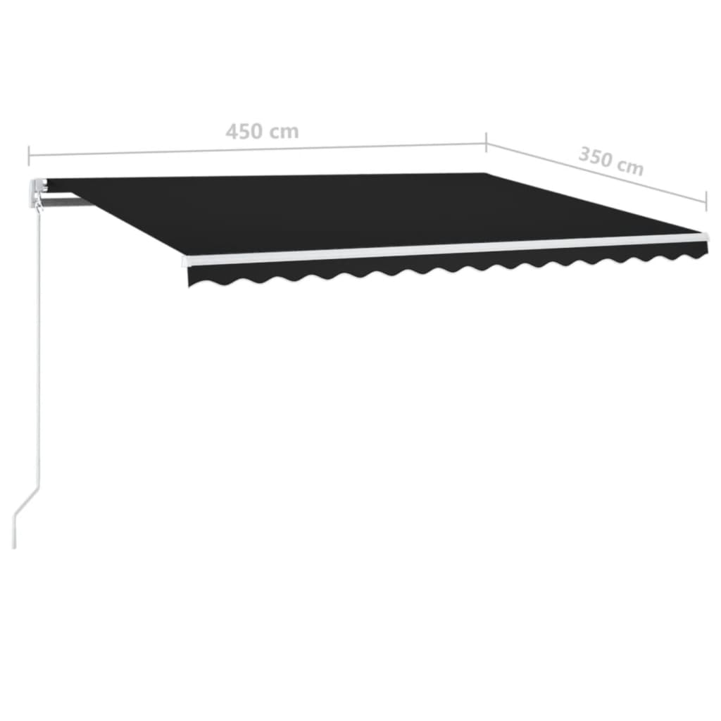 vidaXL Toldo manual retráctil con LED gris antracita 450x350 cm