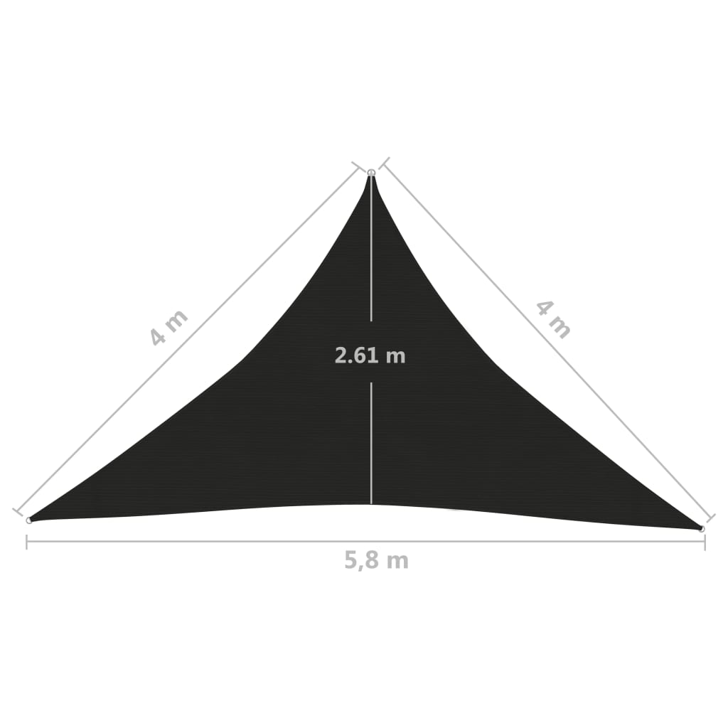 vidaXL Toldo de vela HDPE negro 160 g/m² 4x4x5,8 m
