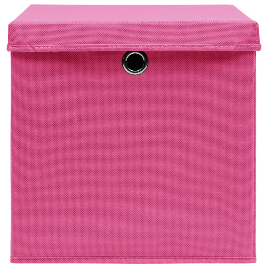vidaXL Cajas de almacenaje con tapas 10 uds tela rosa 32x32x32 cm