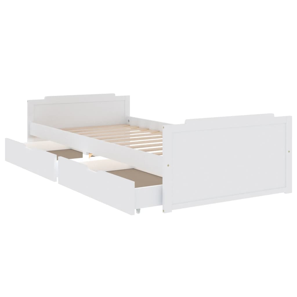 Estructura de cama con cajones y armario pino macizo 90x200 cm