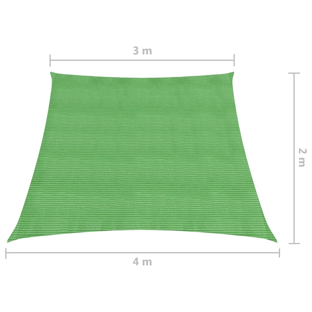 vidaXL Toldo de vela HDPE verde claro 160 g/m² 3/4x2 m