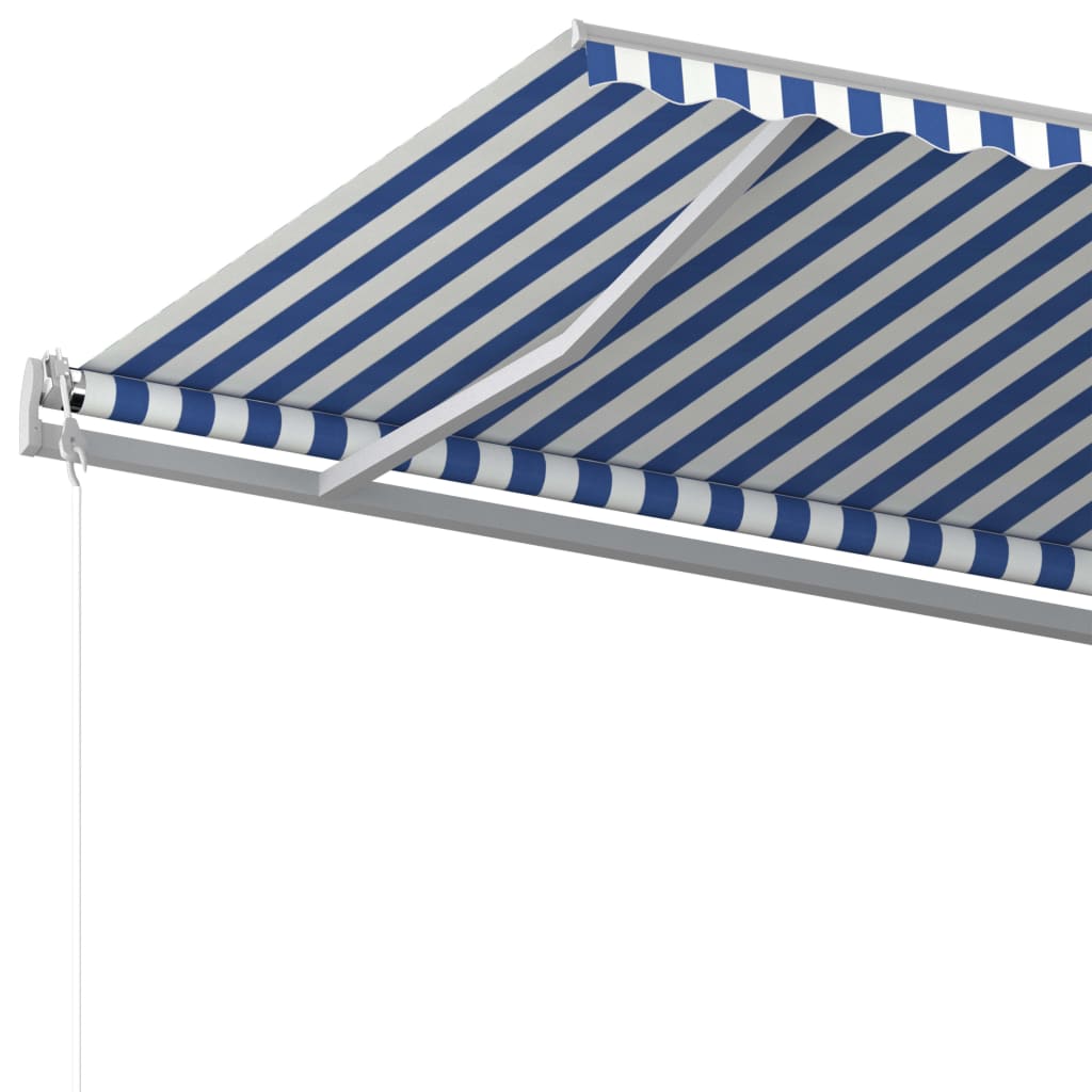 vidaXL Toldo manual retráctil con postes azul y blanco 6x3,5 m