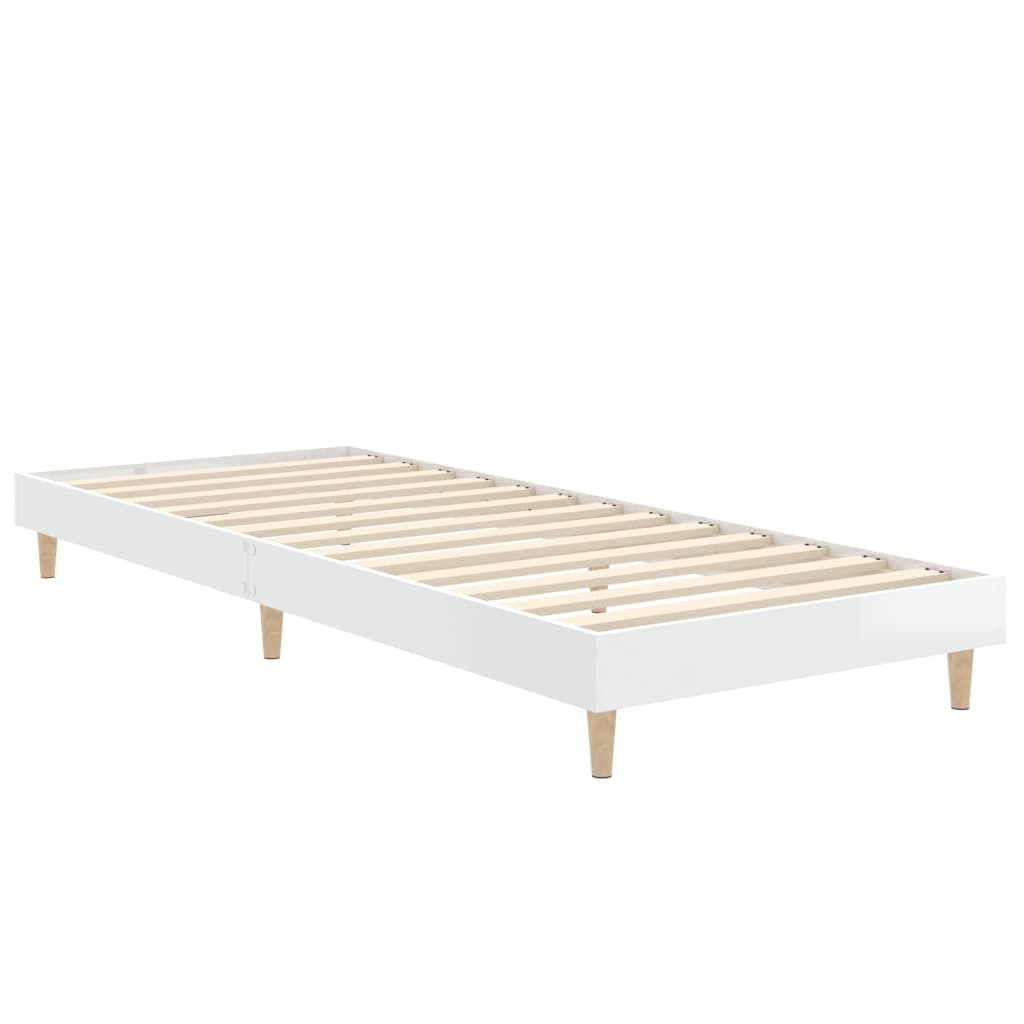 vidaXL Estructura de cama madera de ingeniería blanco brillo 75x190 cm