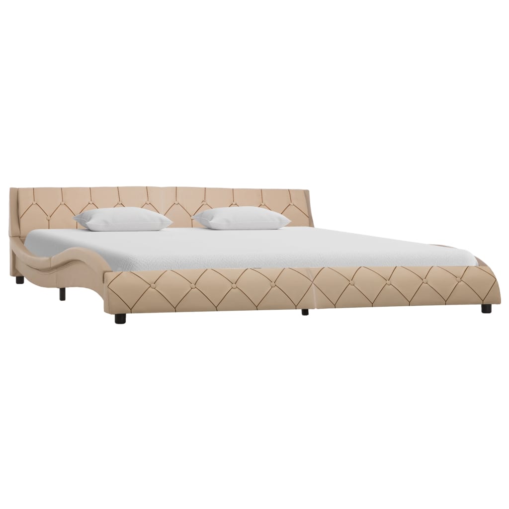 vidaXL Estructura de cama de cuero sintético color capuchino 180x200cm