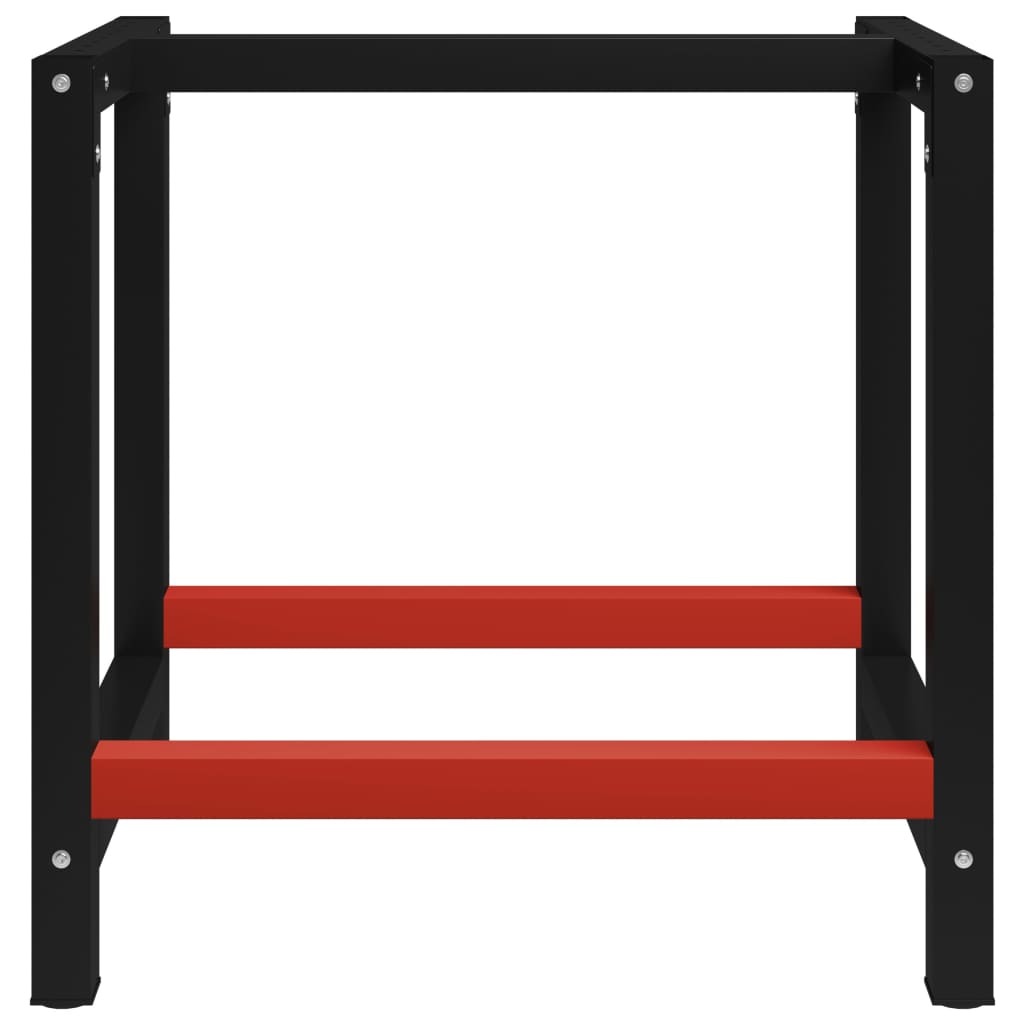vidaXL Banco de trabajo estructura metal negro y rojo 80x57x79 cm