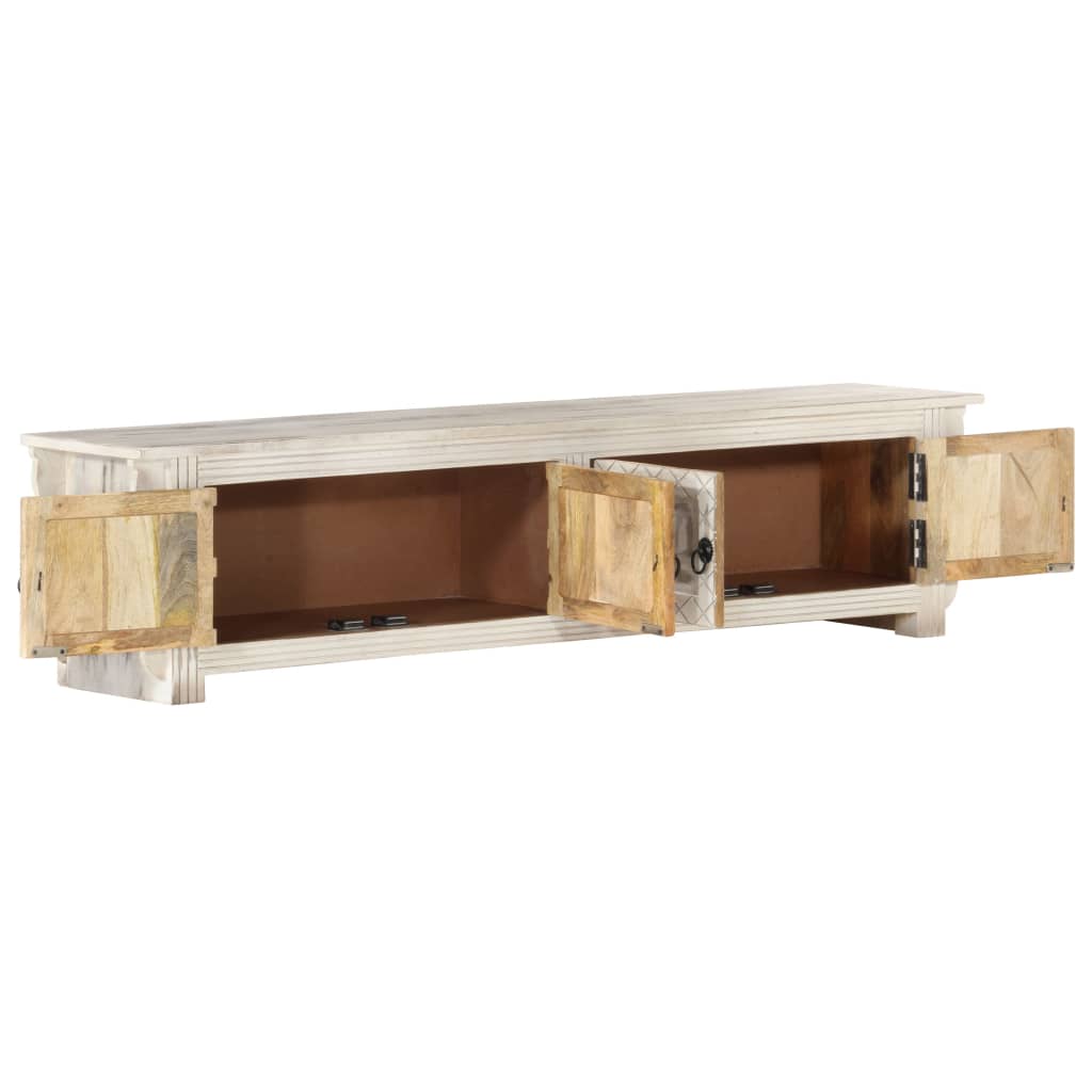 vidaXL Mueble de TV de madera maciza de mango blanco 140x30x35 cm