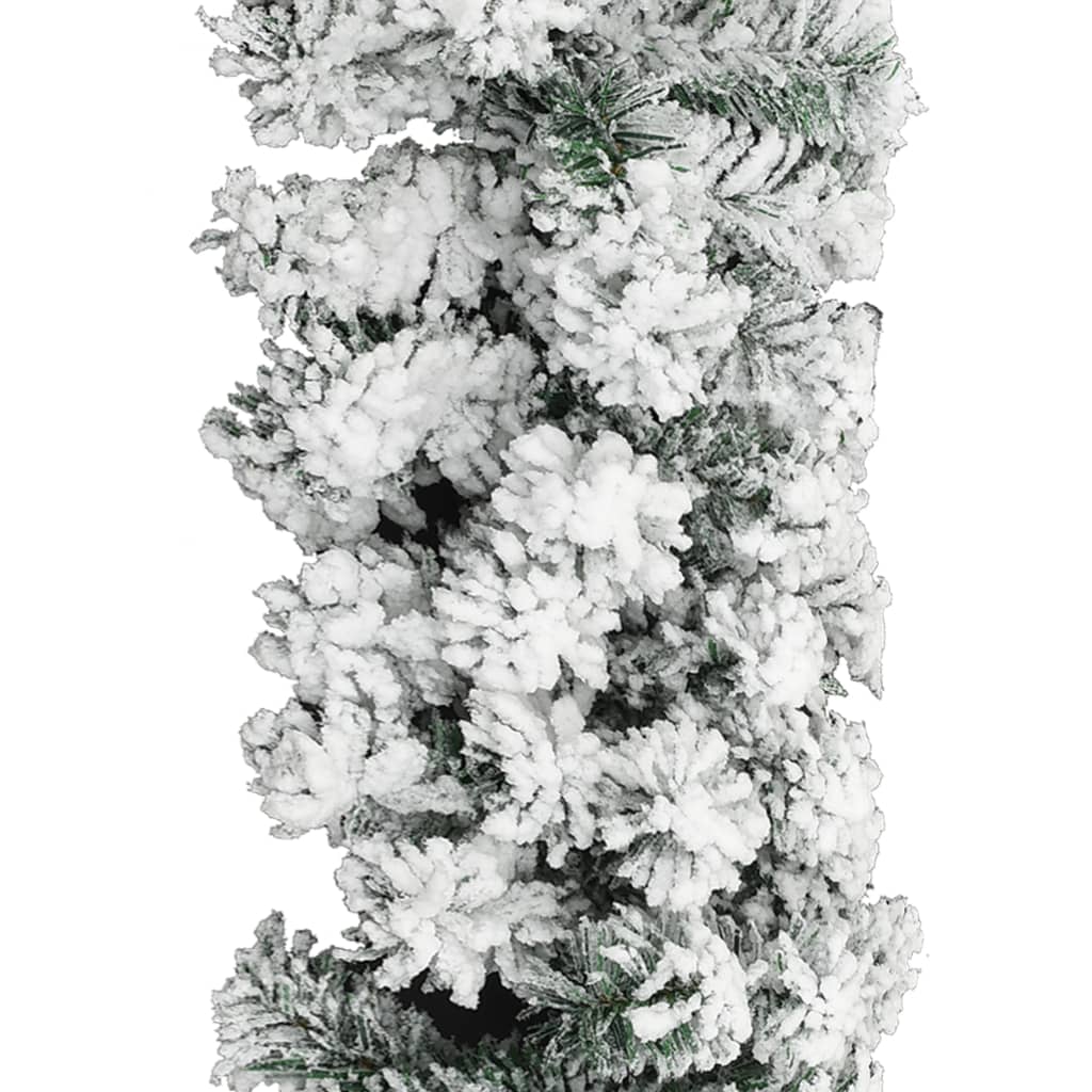 vidaXL Guirnalda de Navidad con nieve flocada verde 10 m PVC
