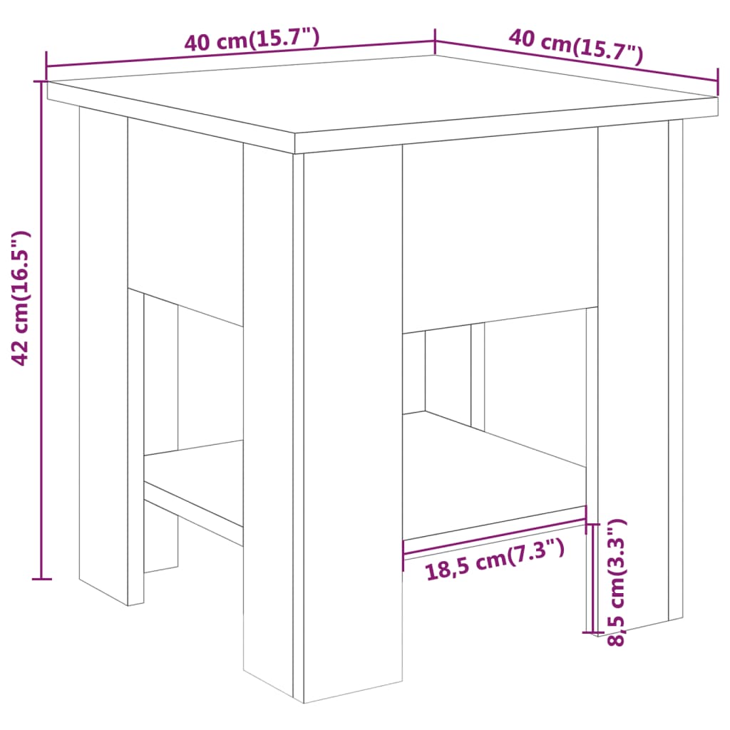 vidaXL Mesa de centro blanco madera contrachapada 40x40x42 cm