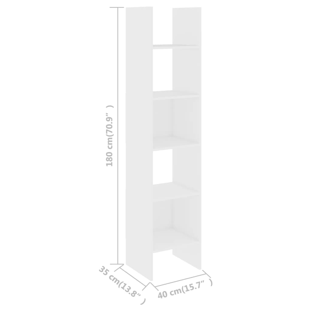 vidaXL Estantería librería madera contrachapada blanco 40x35x180 cm