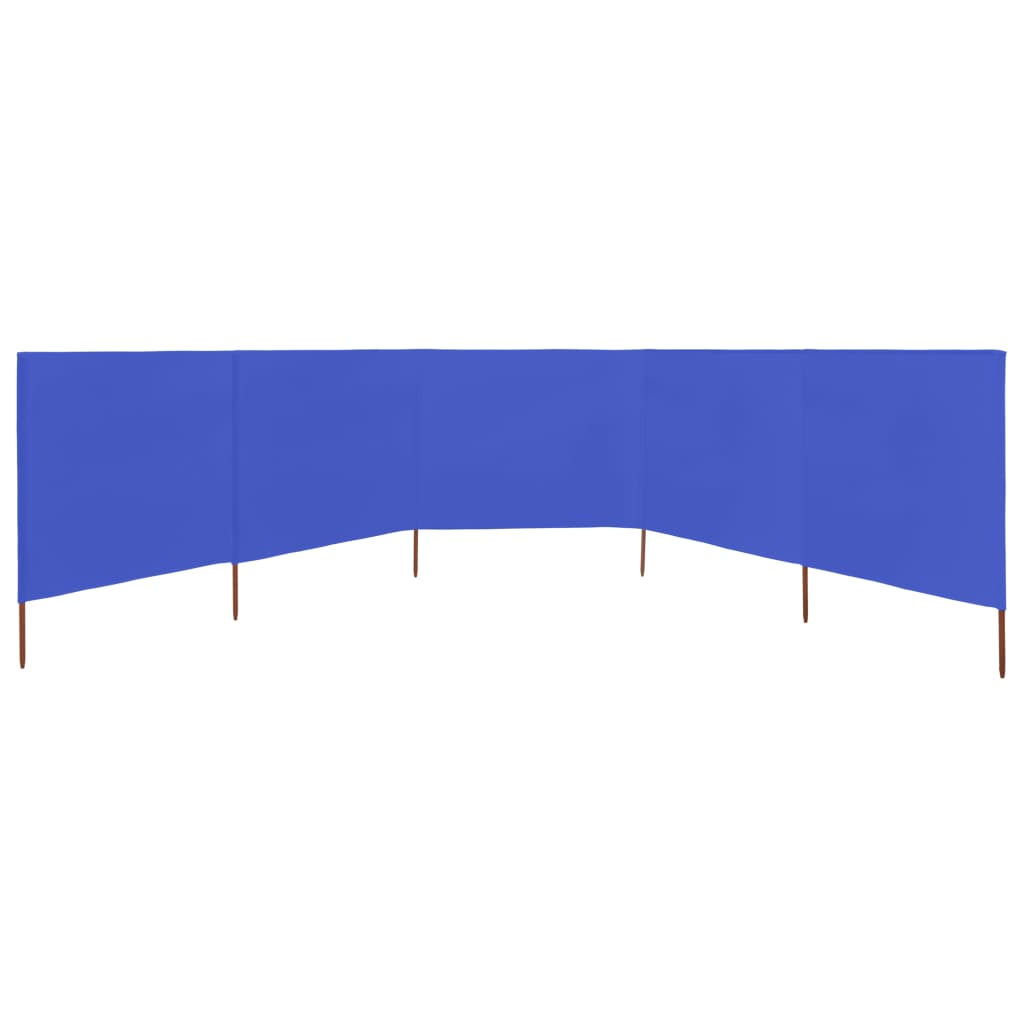 vidaXL Paravientos de playa de 5 paneles tela azul celeste 600x160cm