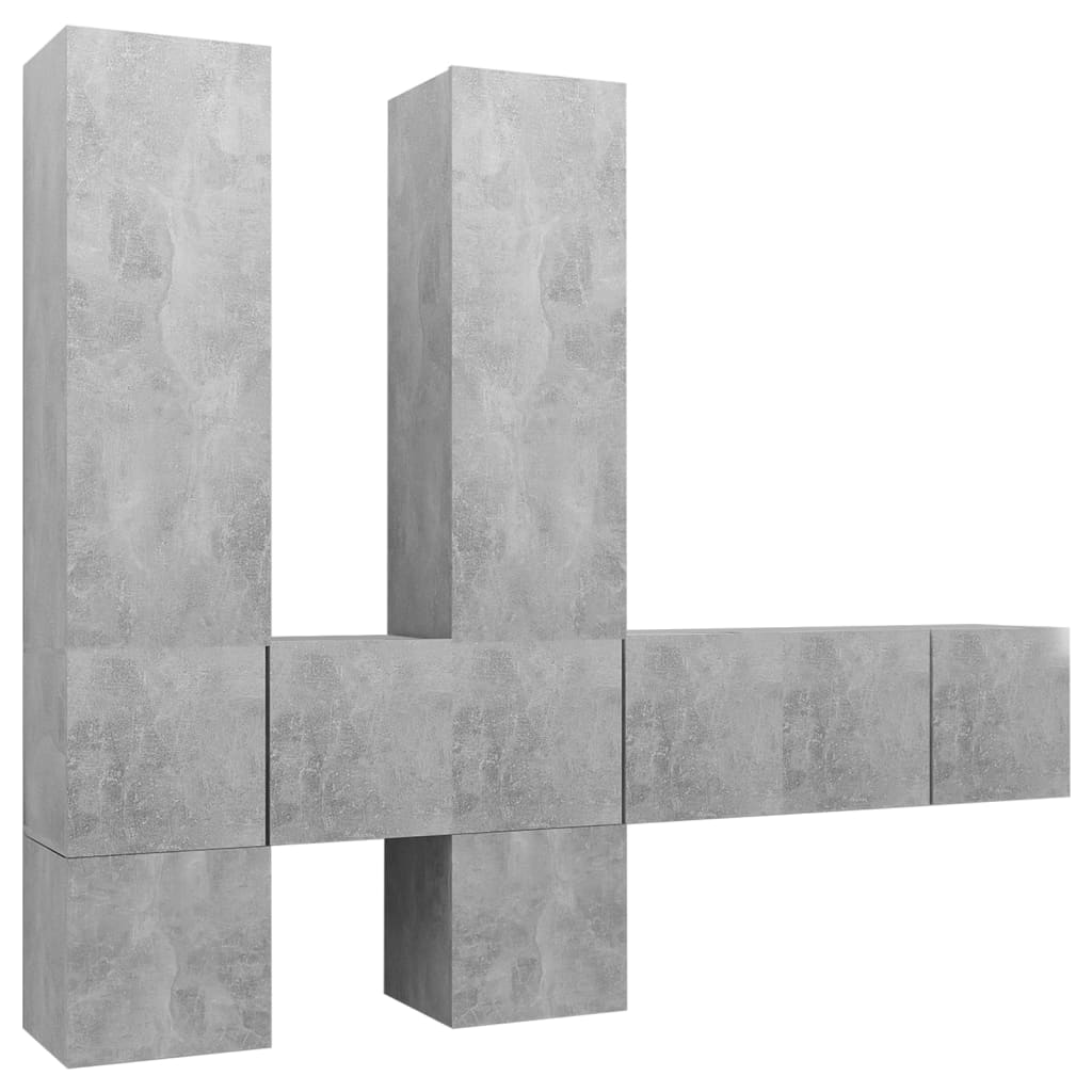 vidaXL Set muebles de salón TV 7 pzas madera ingeniería gris hormigón