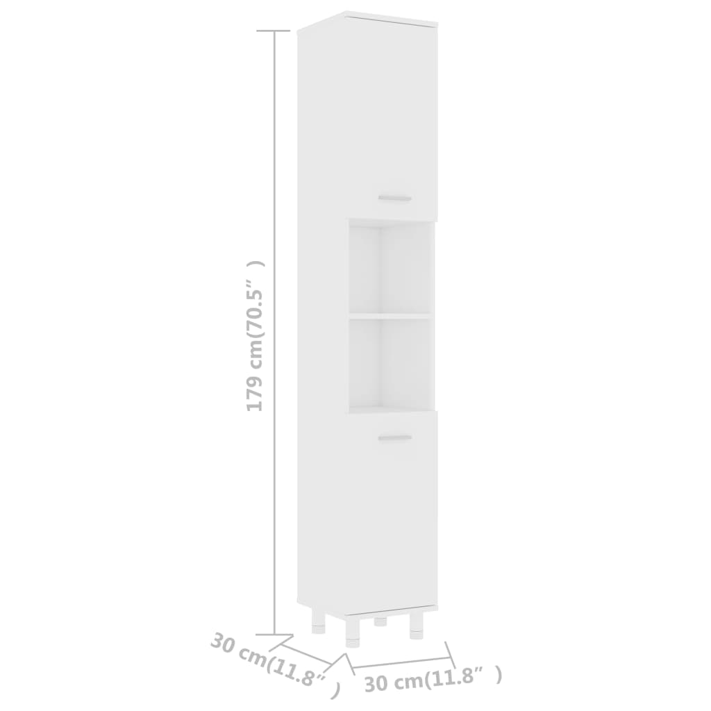 vidaXL Armario de baño madera contrachapada blanco 30x30x179 cm