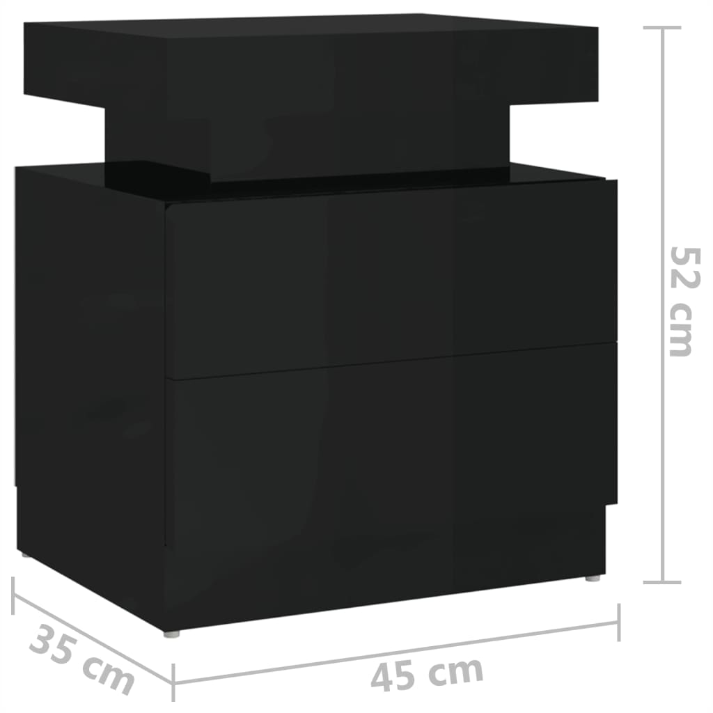 vidaXL Mesita de noche madera de ingeniería negro brillo 45x35x52 cm