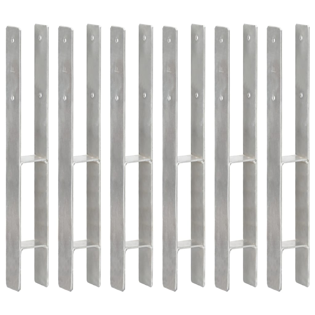vidaXL Anclajes de valla 6 uds acero galvanizado plateado 7x6x60 cm