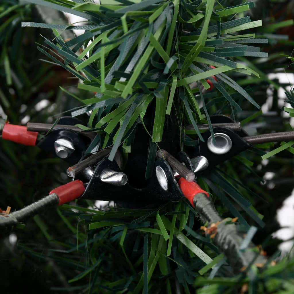 vidaXL Árbol de Navidad con luces y piñas PVC PE verde y blanco 120 cm