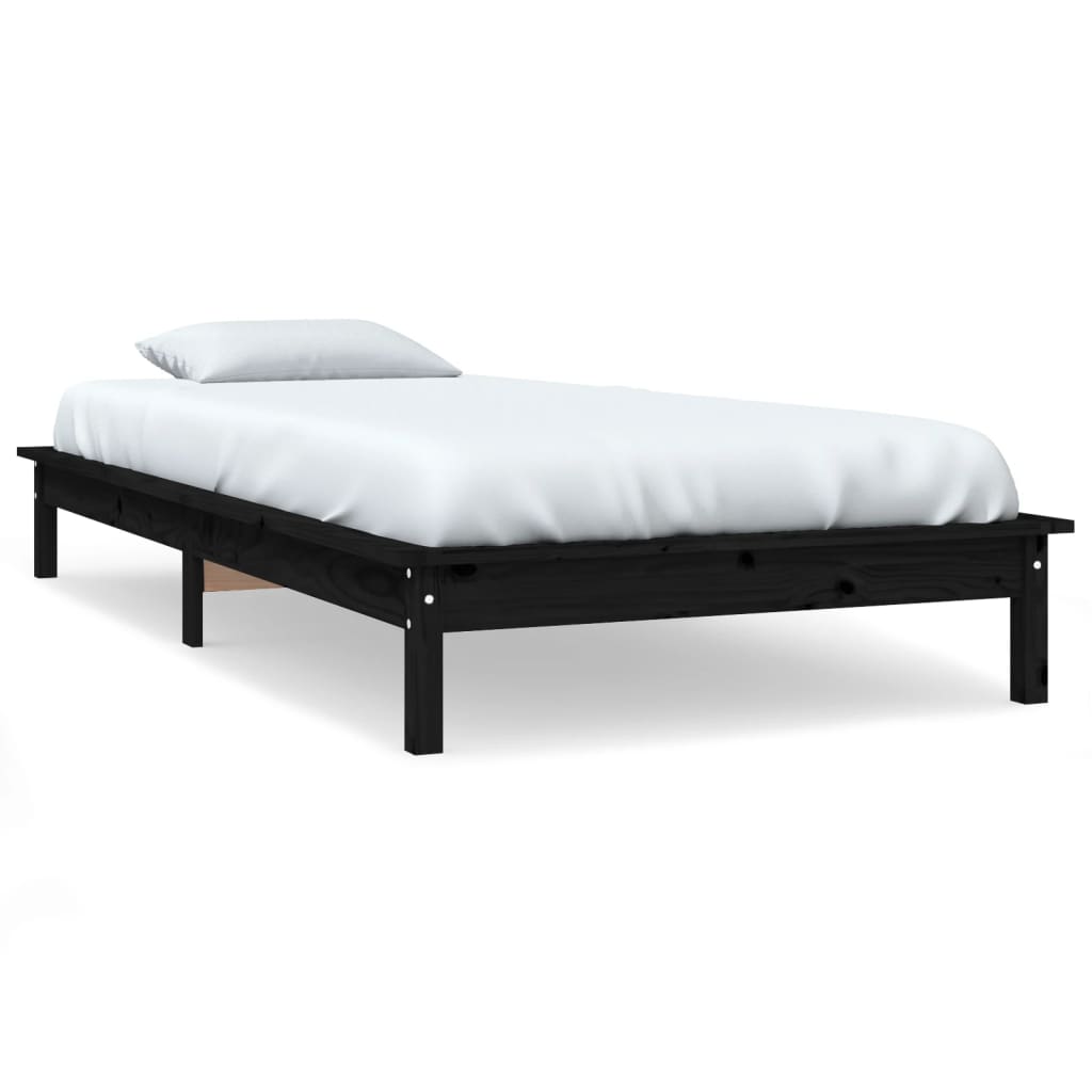 vidaXL Estructura de cama madera maciza de pino negra 100x200 cm