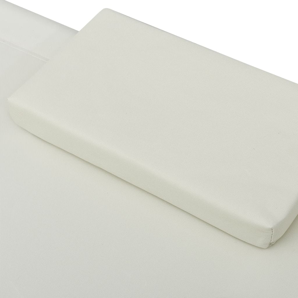 vidaXL Tumbona de exterior con dosel y almohadas blanco crema