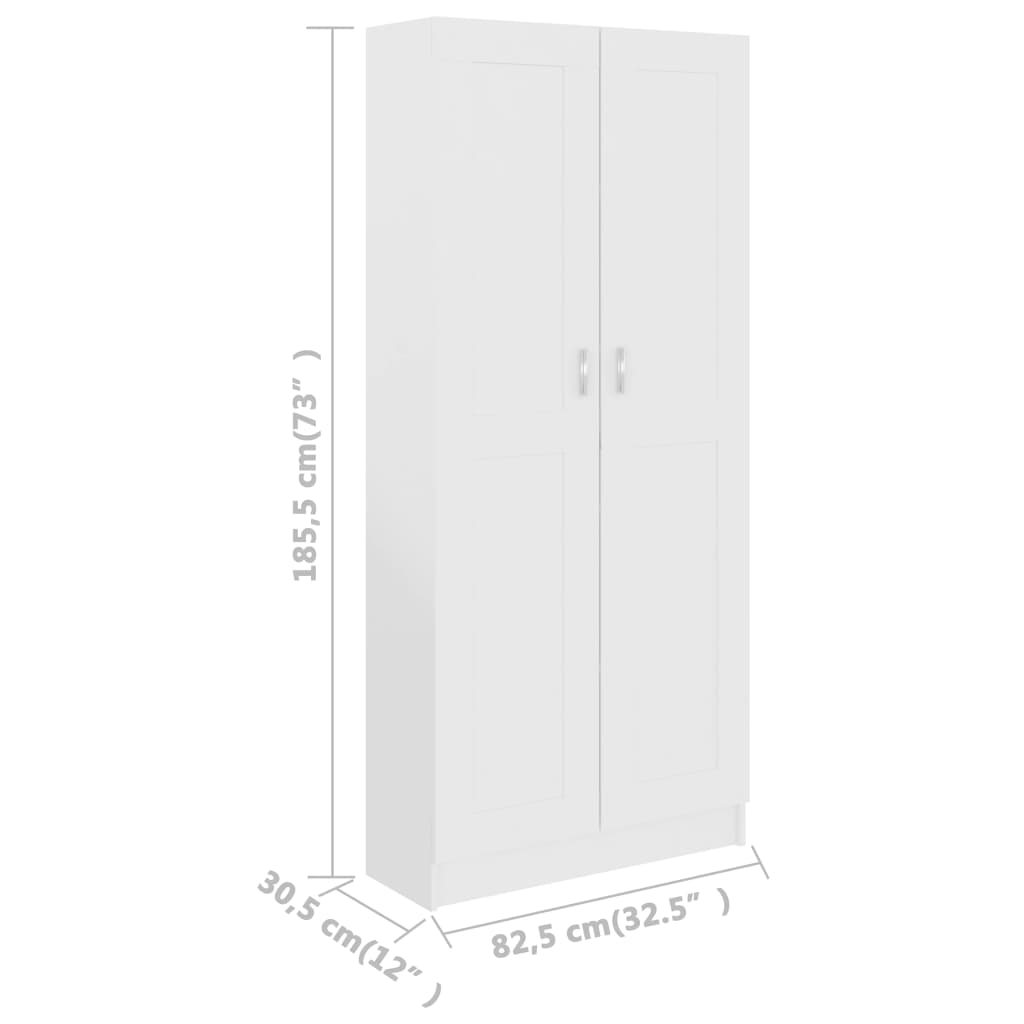 vidaXL Librería de madera de ingeniería blanco 82,5x30,5x185,5 cm