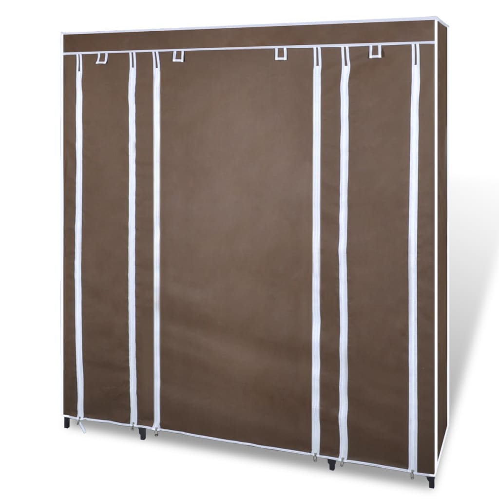 vidaXL Armario de tela compartimentos y varillas marrón 45x150x176cm