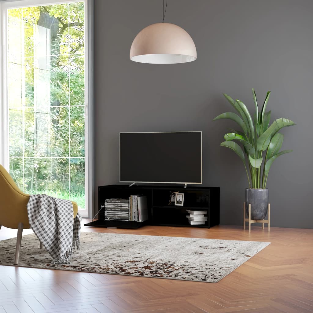 vidaXL Mueble TV madera contrachapada negro brillante 120x34x37 cm