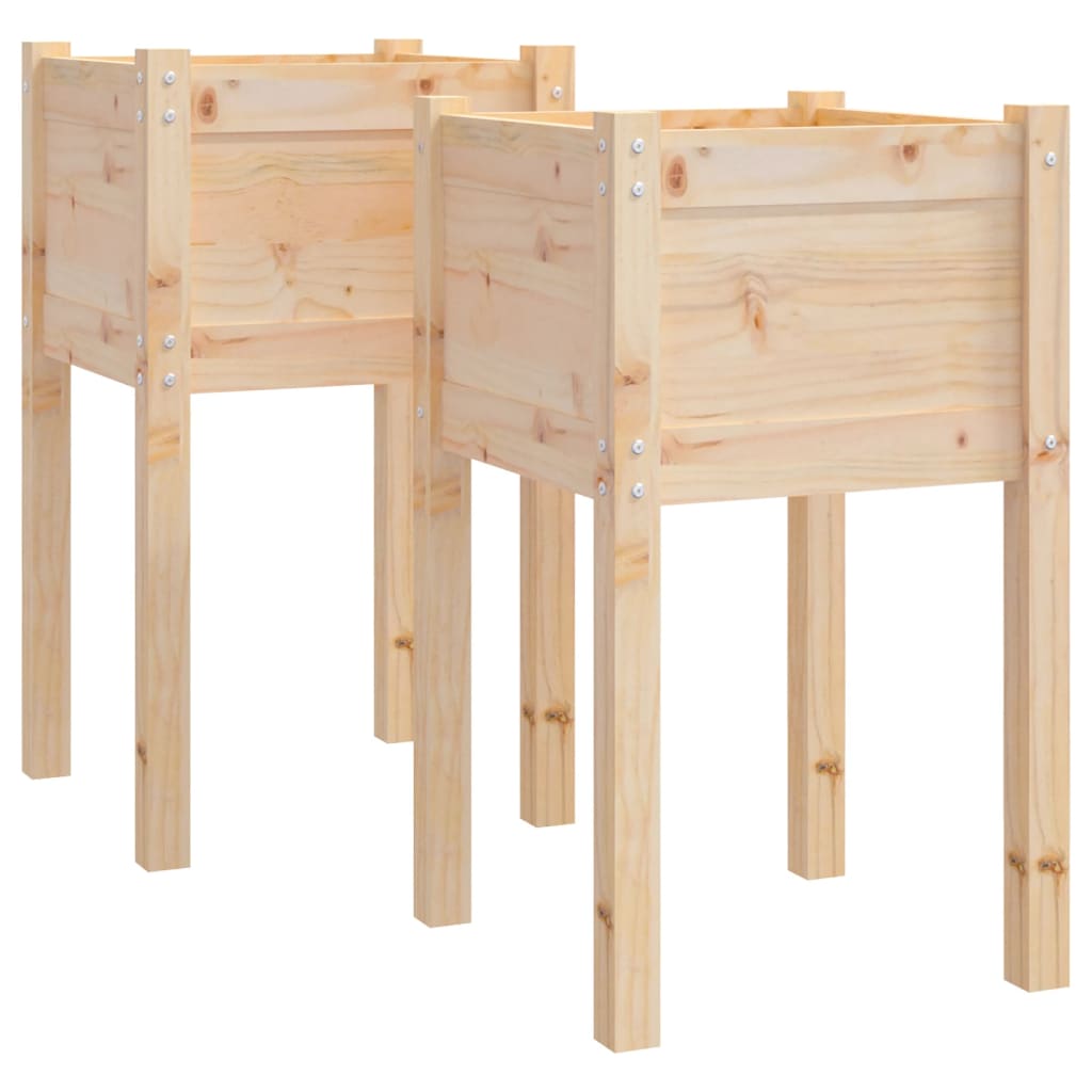 vidaXL Jardineras 2 unidades madera maciza de pino 40x40x70 cm