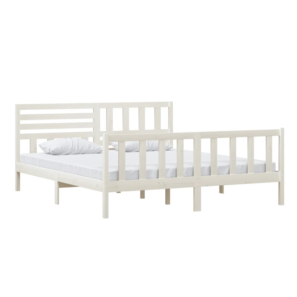 vidaXL Estructura cama de madera maciza blanca super king 180x200 cm