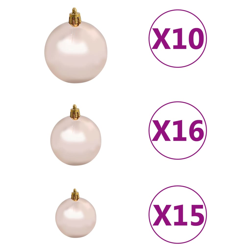 vidaXL Set de bolas de Navidad 120 pzas con pico 300 LED oro rosa