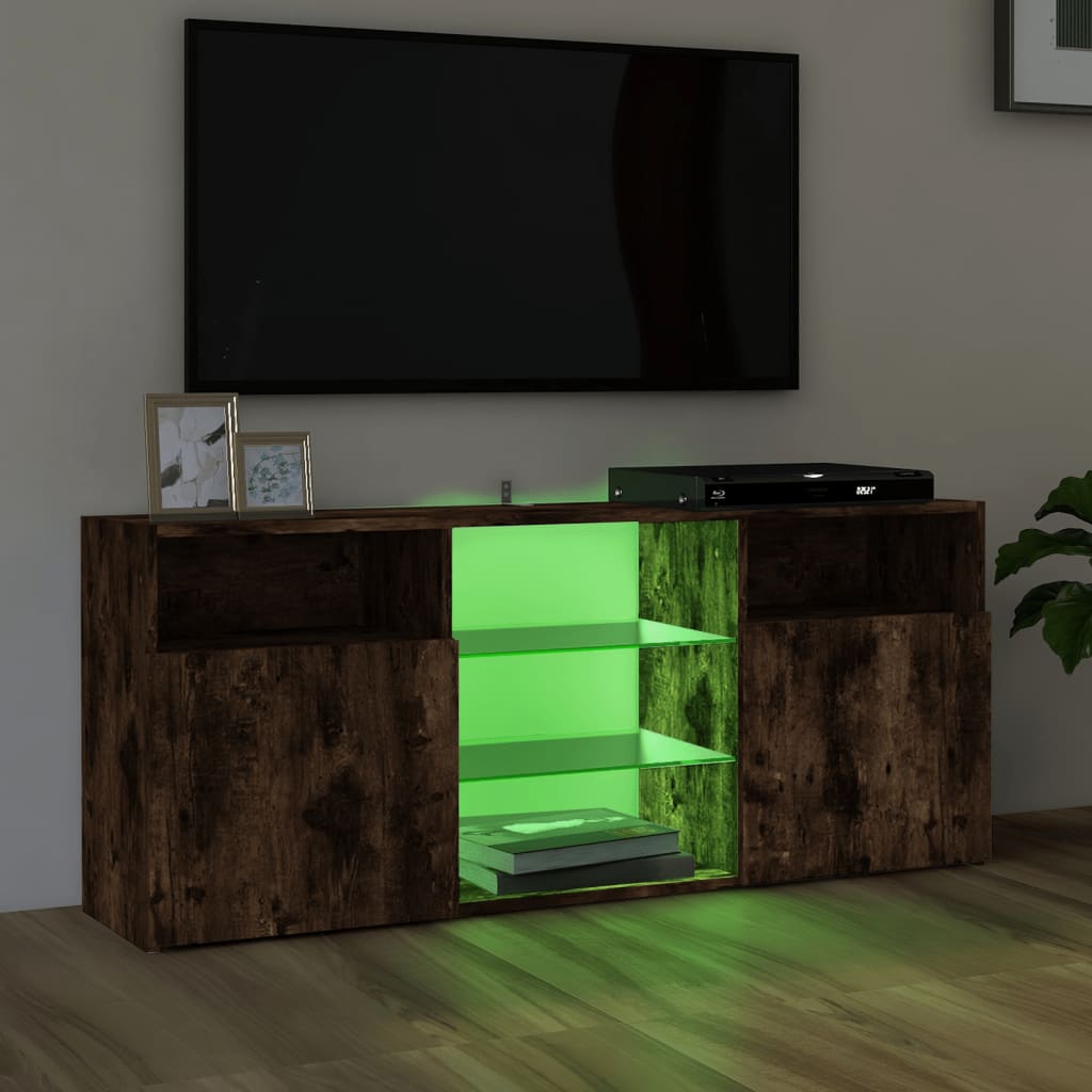 vidaXL Mueble de TV con luces LED roble ahumado 120x30x50 cm
