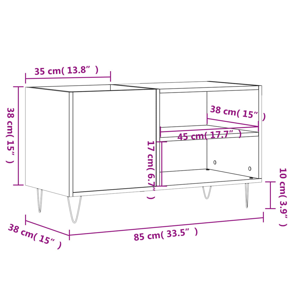 vidaXL Mueble de discos madera de ingeniería blanco brillo 85x38x48 cm